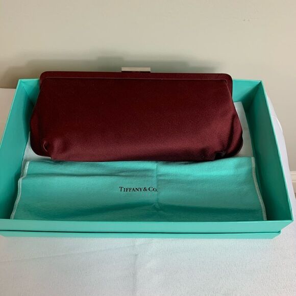 Tiffany & Co. Holly Satin Clutch - Burgundy- New - Picture 1 of 10
